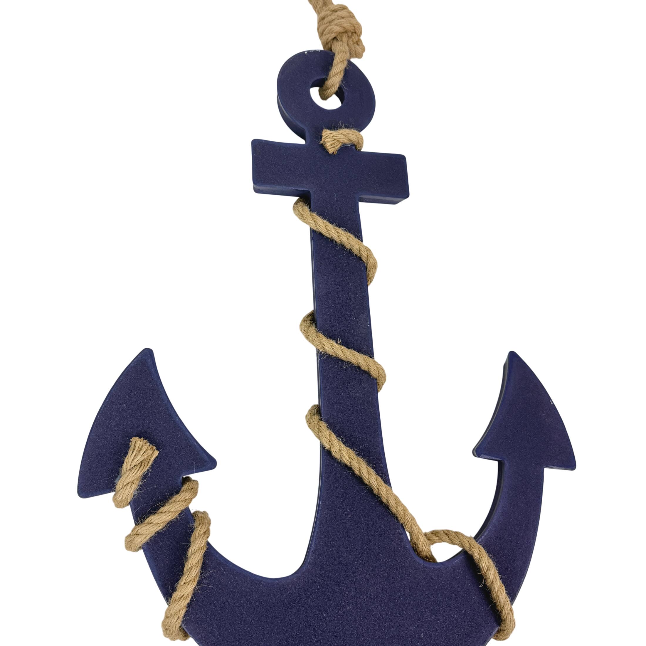 Alt View 2. Zeckos - Large 24"x16" Ship Anchor & Rope Wall Hanging - Hand-Painted Purple Finis - Purple.