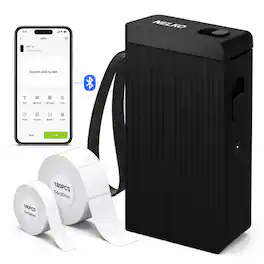 Nelko - P22 Bluetooth Thermal Label Printer with 100pc & 180pc Rolls - Black