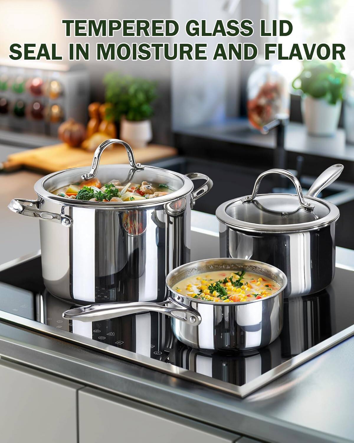 TEMPERED GLASS LID SEAL IN MOISTURE AND FLAVOR