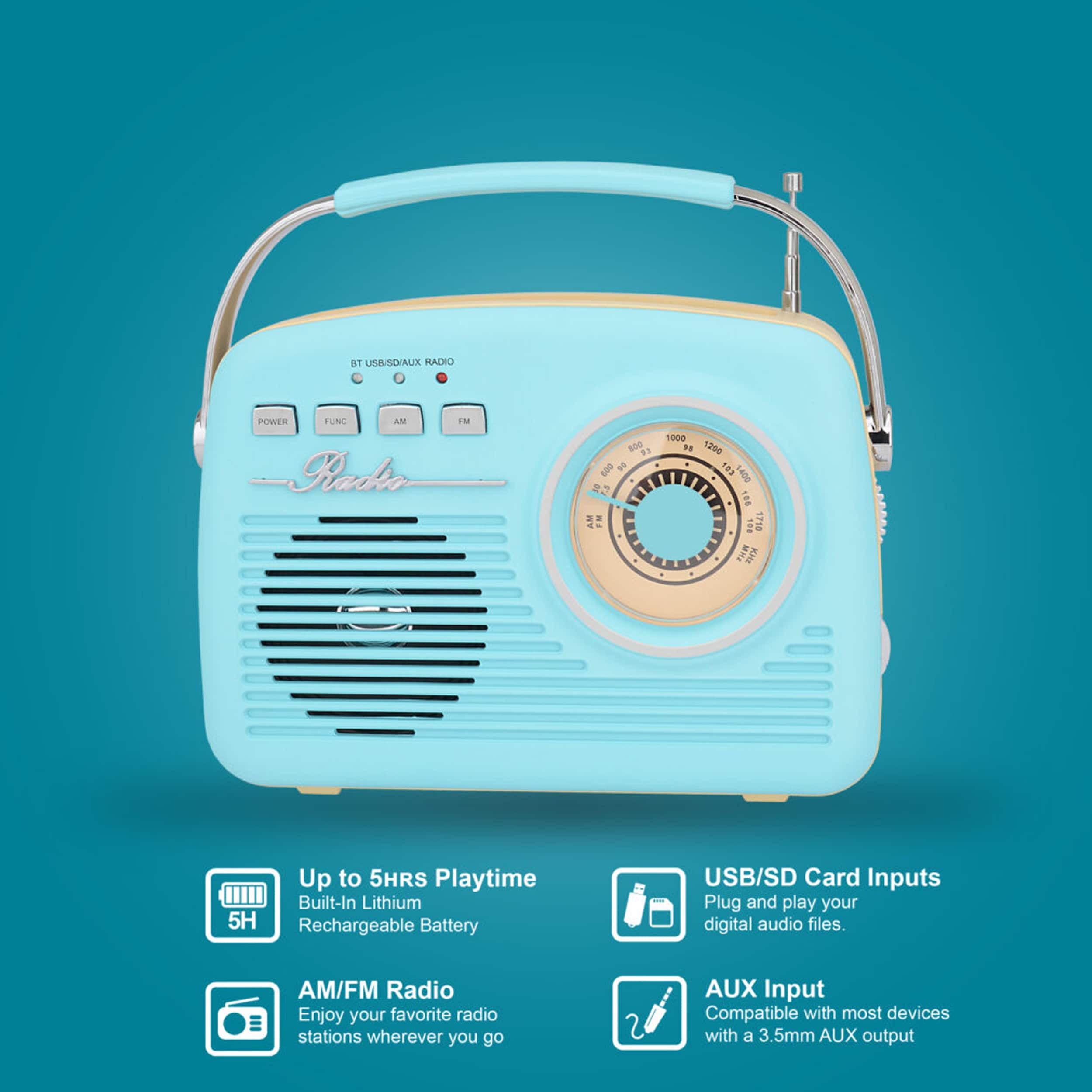 Supersonic Super Sonic Portable Rechargeable Bluetooth Retro