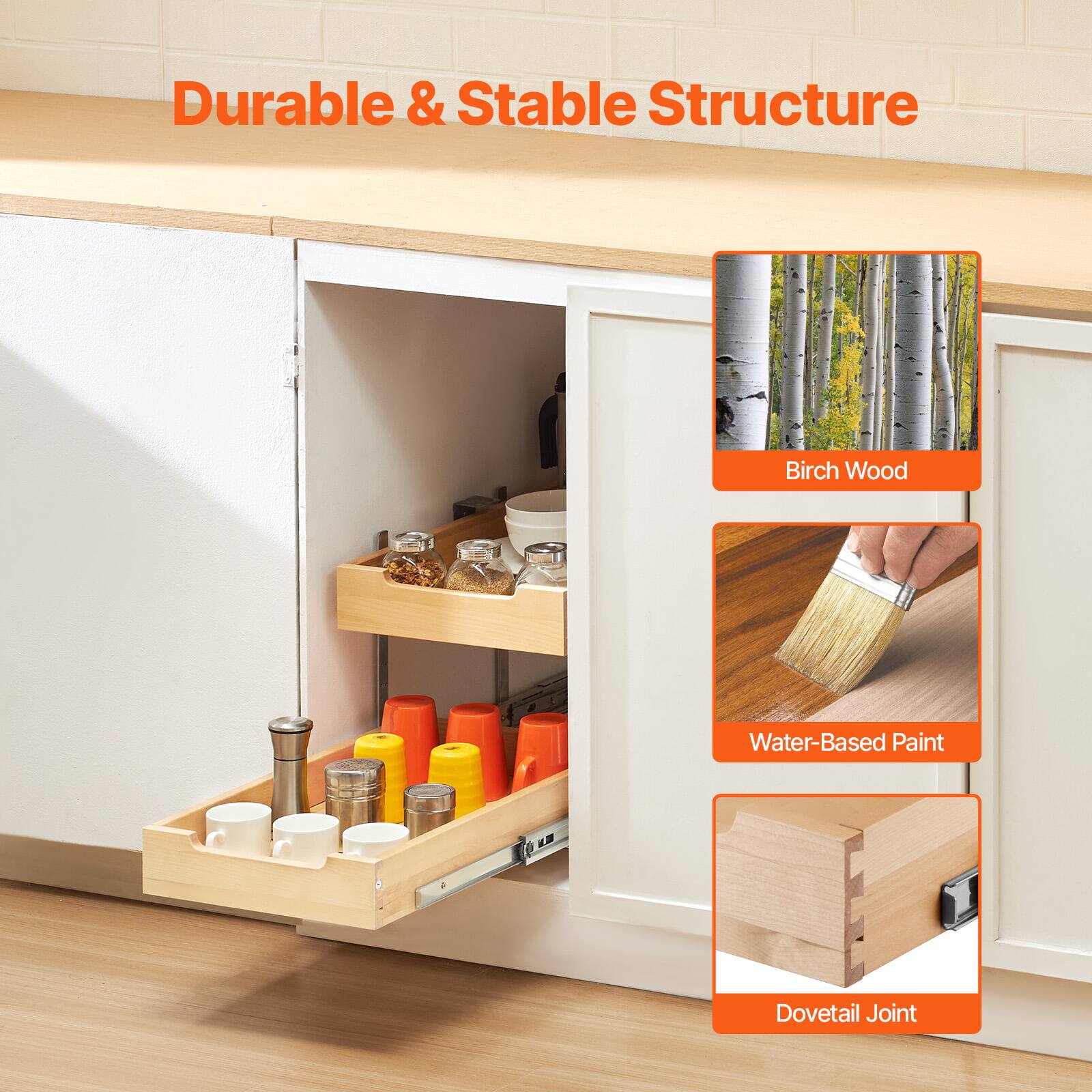 Durable & Stable Structure  
Birch Wood  
Water-Based Paint  
Dovetail Joint