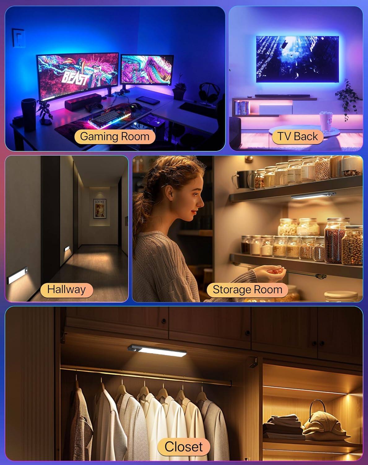 - Gaming Room
- TV Back
- Hallway
- Storage Room
- Closet