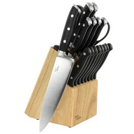 Our Table - 18 Piece Stainless Steel Forged Triple Riveted Cutlery Block Set - Black