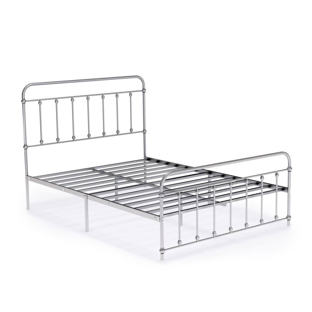 Back. East West Furniture - Garland Full Bed Frame with 6 Metal Legs - Magnificent Bed Frame in Powder Coating Silver Color - Silver.