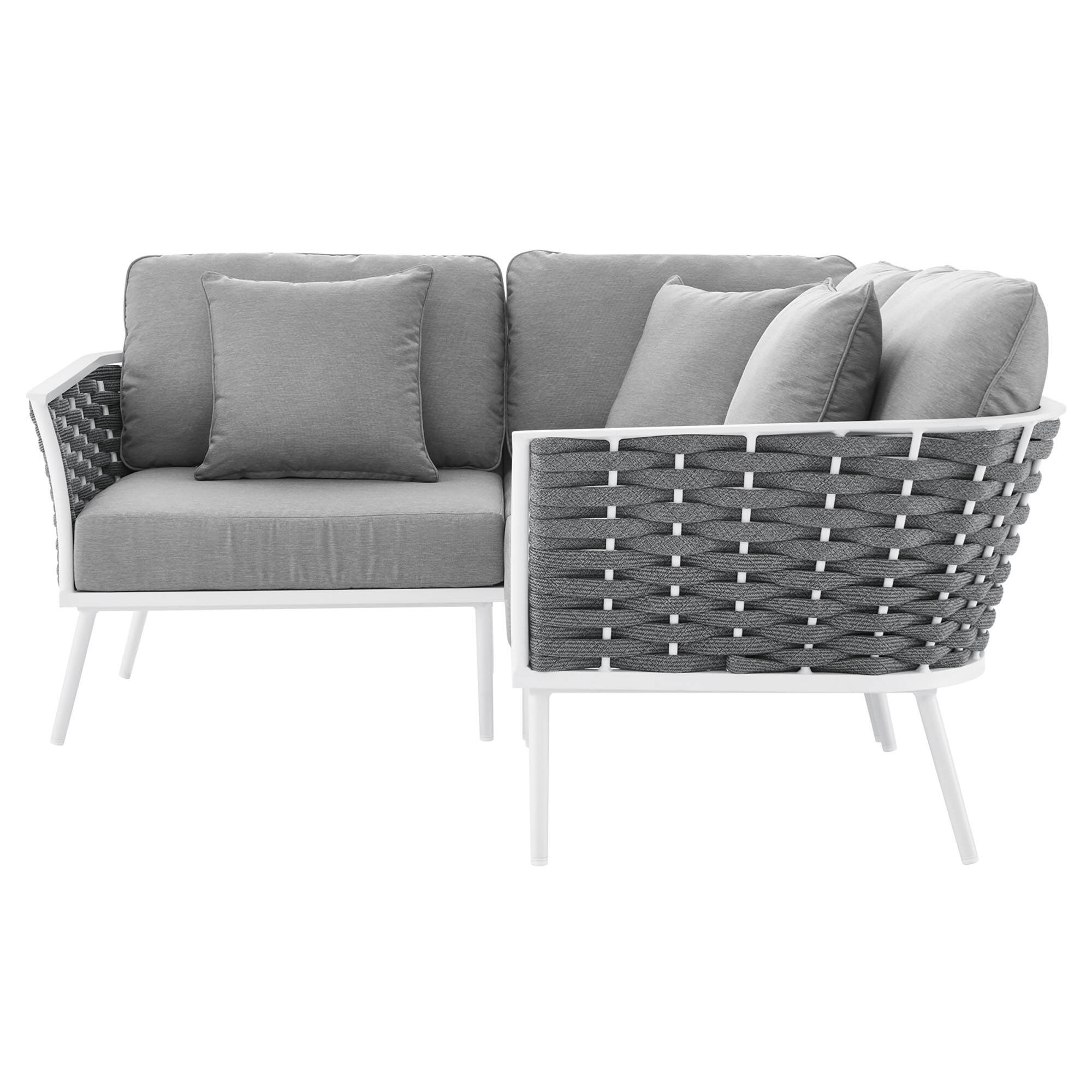 Left. Modway - Stance Outdoor Patio Aluminum Small Sectional Sofa - White Gray.