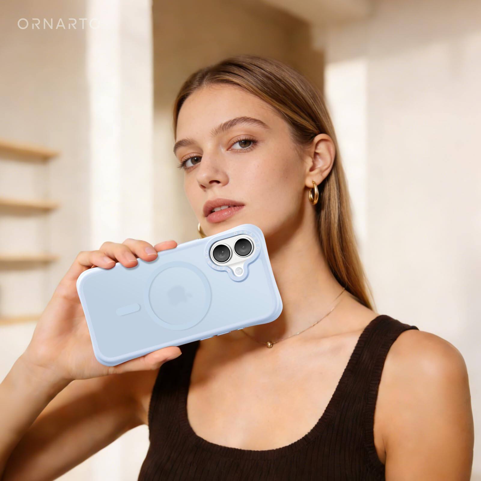 Alt View 8. Ornarto - ORNARTO Magnetic for iPhone 17 Case 6.3", Compatible with MagSafe | Slim Translucent Matte Cover-Baby Blue - Baby Blue.