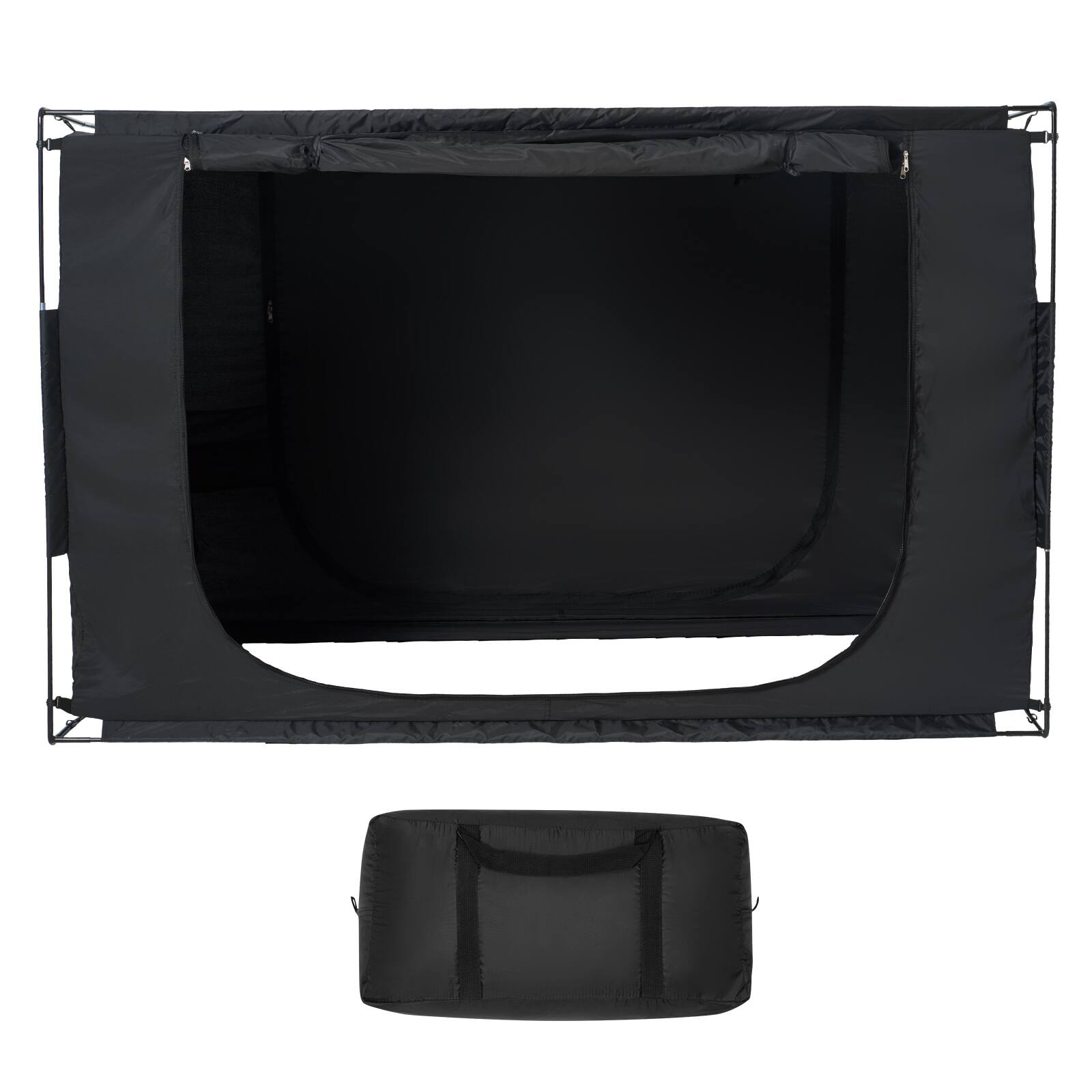 Alt View 5. VEVOR - Bed Tent, Pongee Fabric, 3 Doors Breathable Tent with 0.43 in Fiber Poles on Bed Privacy, Full Size Sleeping Bed Canopy - Black.