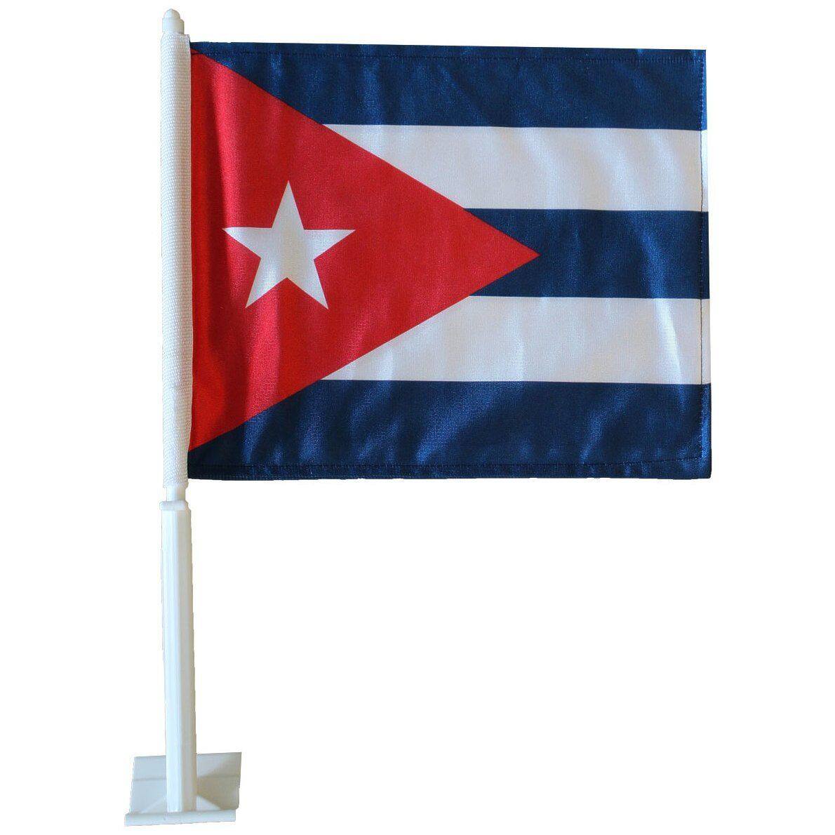 Front. Rico Industries - Cuba National Club Soccer Team 14x19 Double Sided Window Mount Car Flag - Multi.