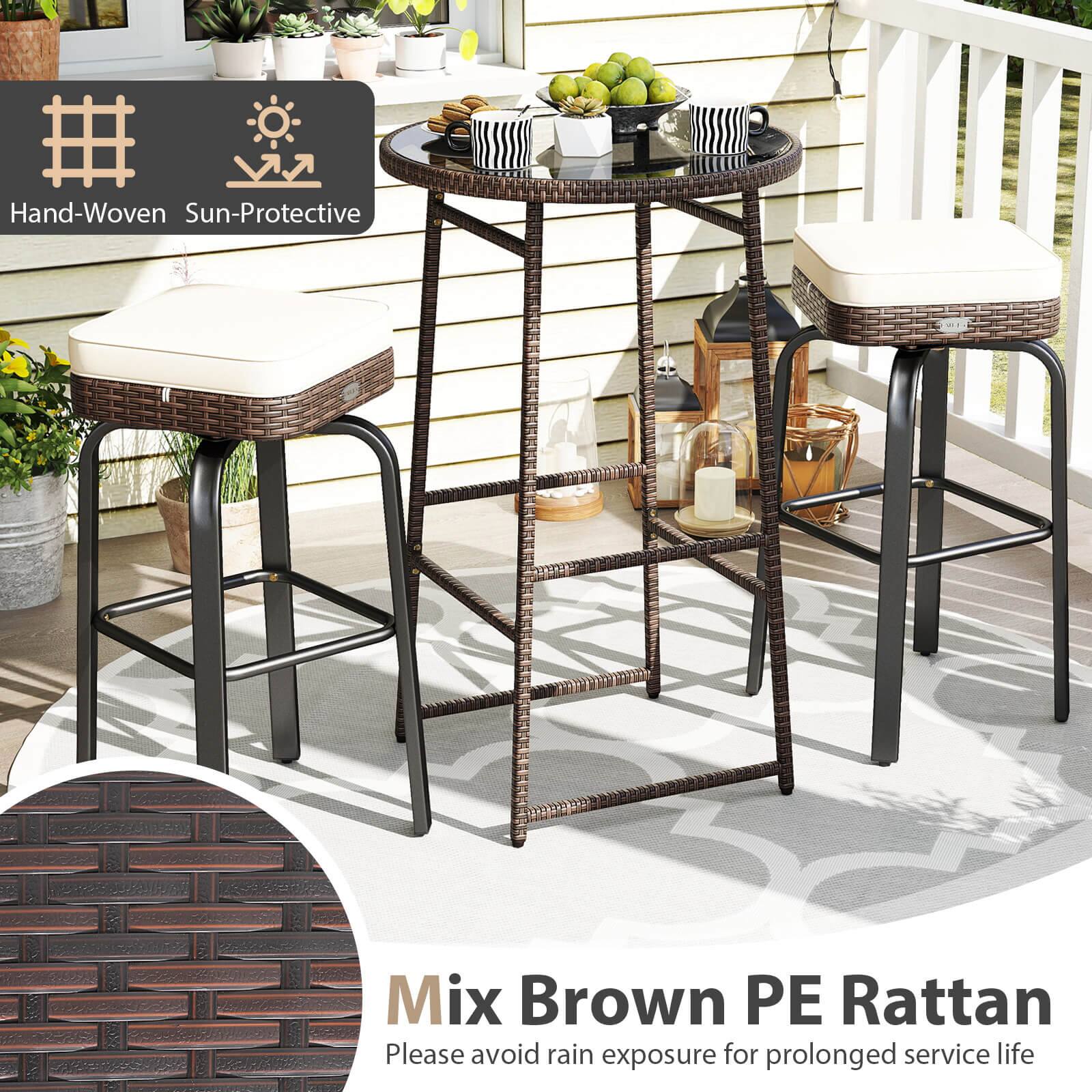 Hand-Woven Sun-Protective  
Mix Brown PE Rattan  
Please avoid rain exposure for prolonged service life