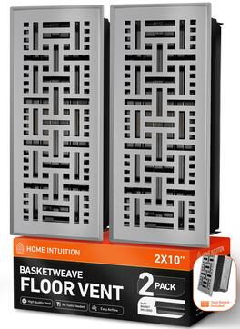 Home Intuition - Basketweave Floor Vent Covers 4X14 Inch with Mesh Cover, Heat and Air for HVAC, Light Grey, 2-Pack - Light Gray