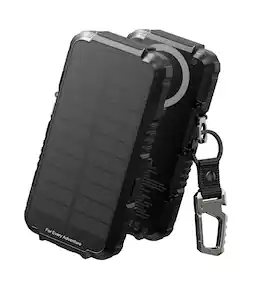 Dexnor - Solar Wireless Charger Power Bank 27,000mAh, 65W PD3.0 & QC3.0 Fast Charging with Carabiner, Compatible with MagSafe& Qi - Black