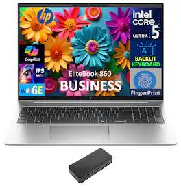 HP - EliteBook 860 Laptop 16.0 WUXGA (Intel Ultra 5-135U, 64GB DDR5, 2TB PCIe SSD, Intel Graphics, Win 11 Pro) - Pike Silver