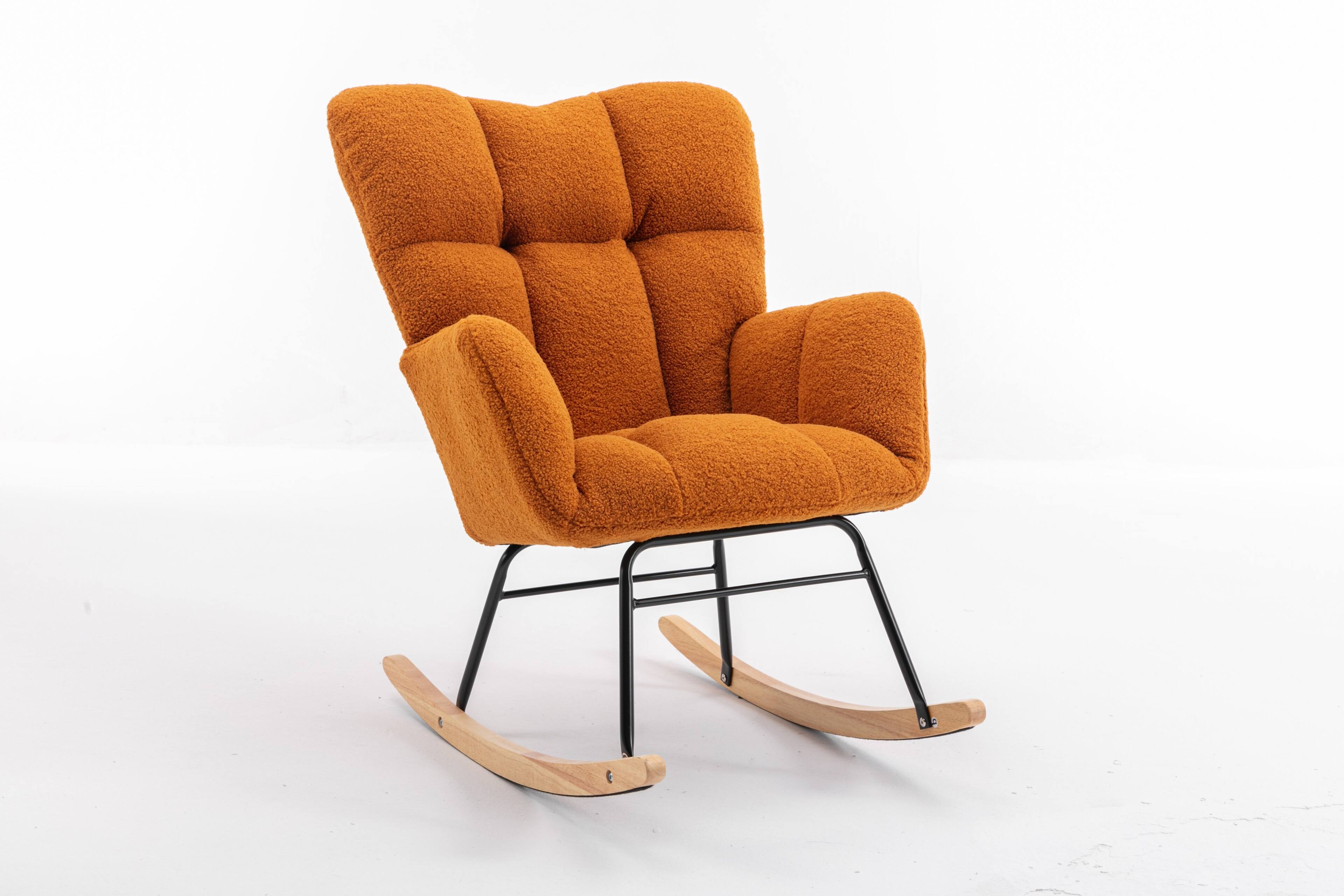 Alt View 4. GOODSILO - Teddy Fabric Rocking Glider Nursery Chair For Living Room Indoor - Caramel.