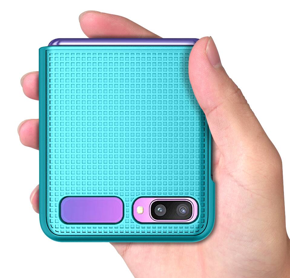 Alt View 3. Nakedcellphone - Hard Case for Samsung Galaxy Z Flip 5G Phone (2019/2020) - Teal.