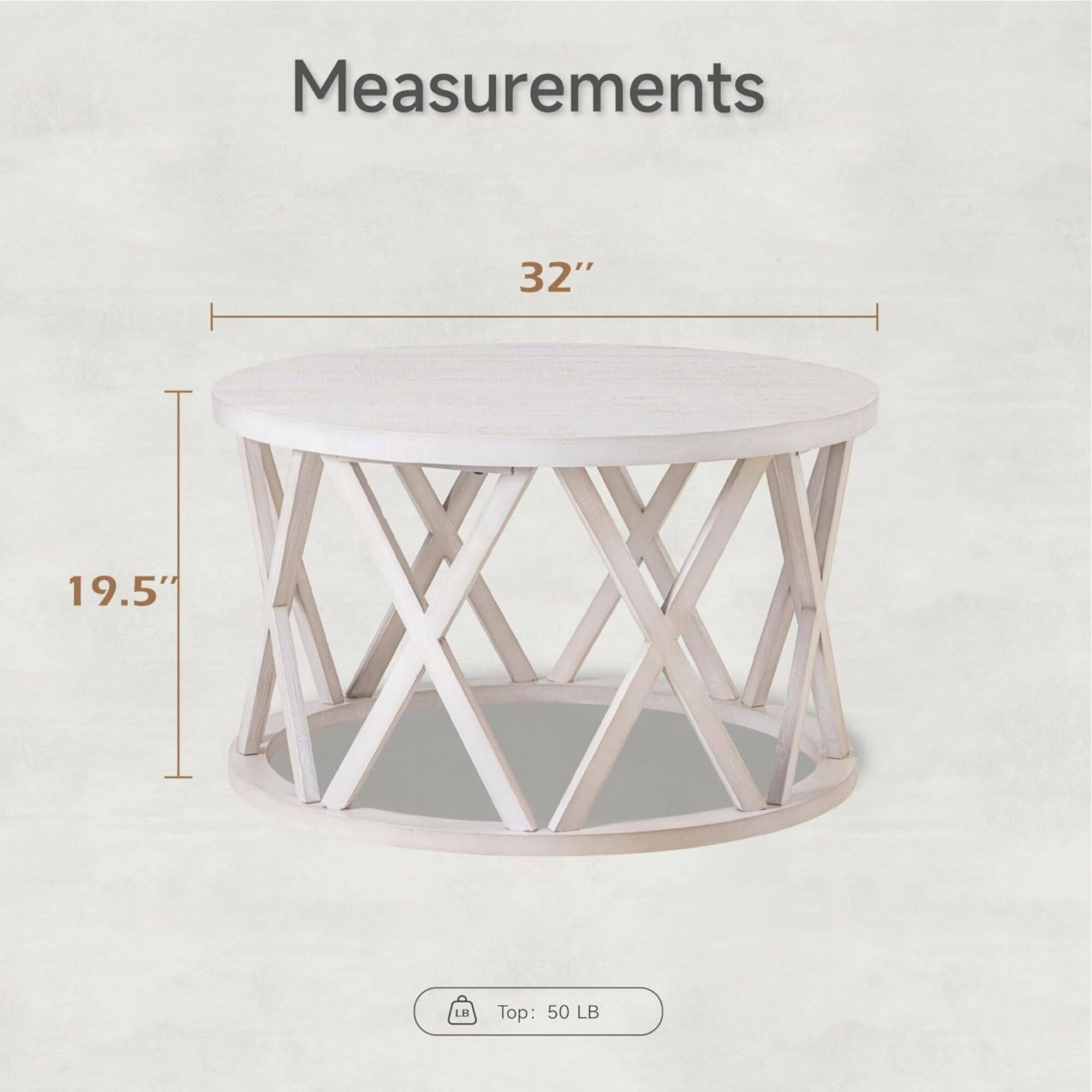 Measurements  
32"  
19.5"  
Top: 50 LB