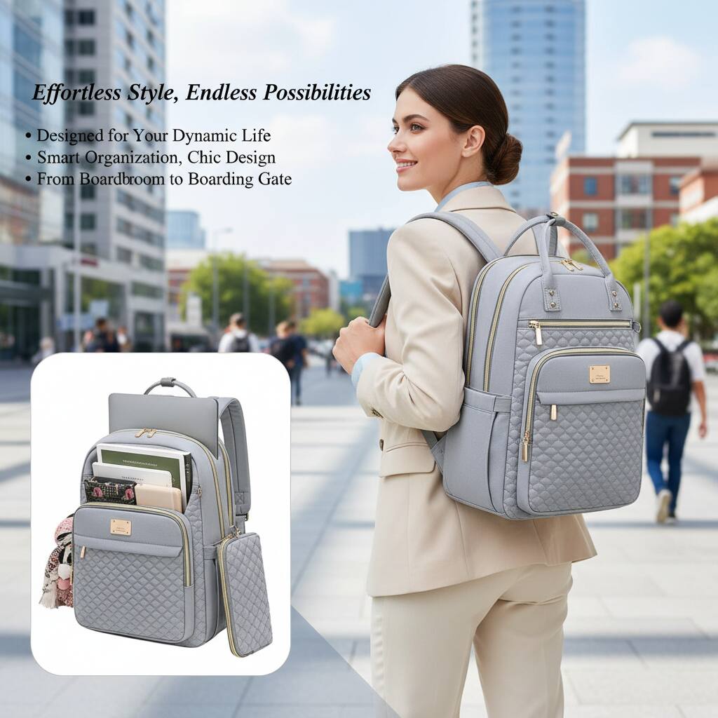 Effortless Style, Endless Possibilities  
- Designed for Your Dynamic Life  
- Smart Organization, Chic Design  
- From Boardroom to Boarding Gate