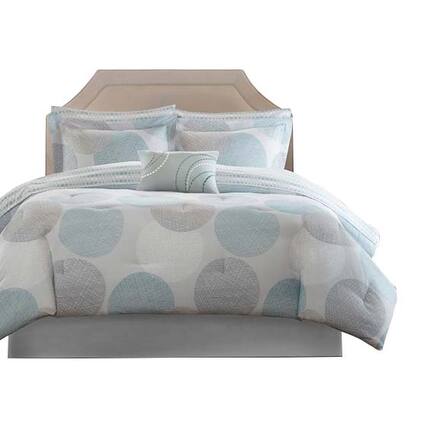 Front. Gracie Mills - Gracie Mills Timothy 7-Piece Contemporary Geometric Comforter Set with Bed Sheets - Aqua.