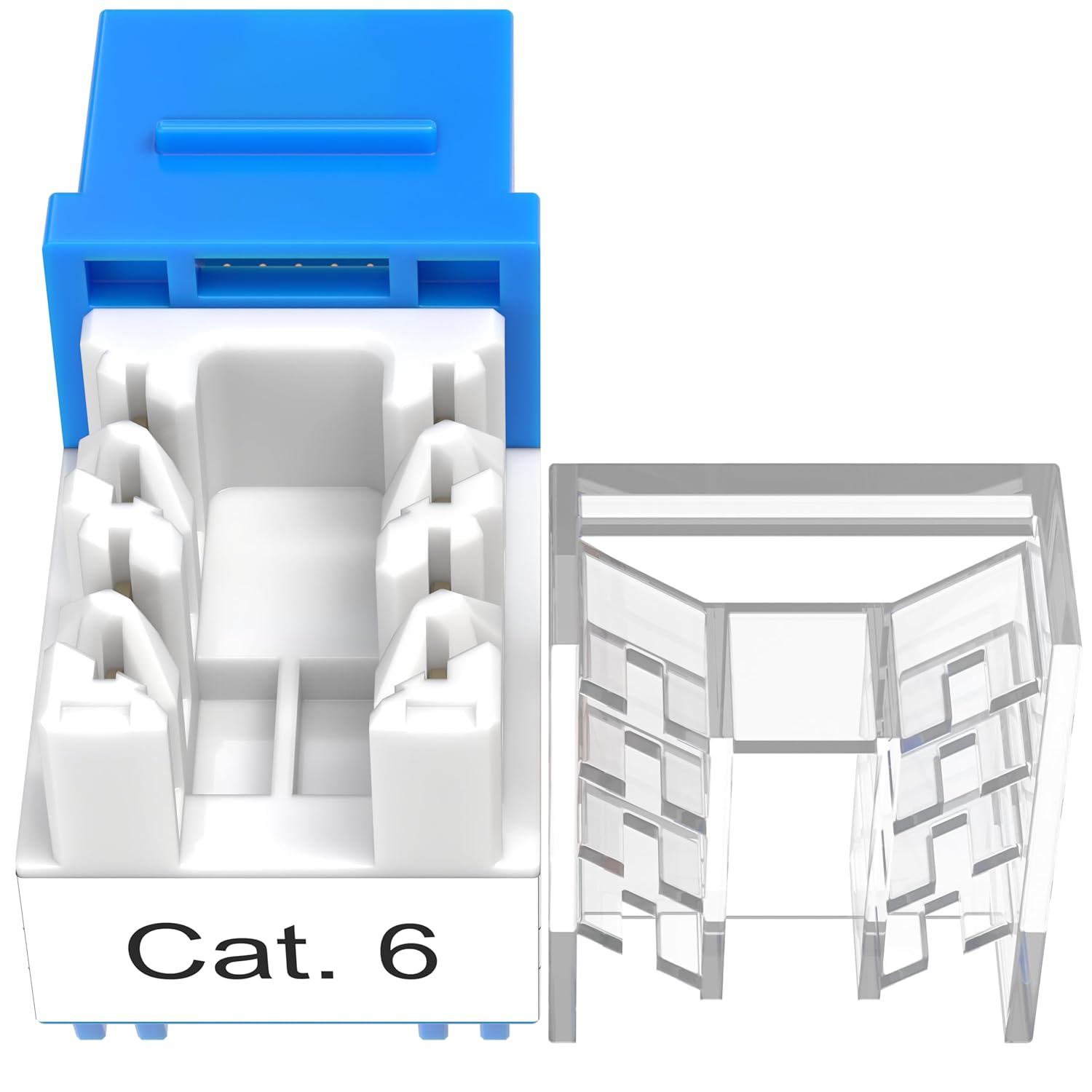 Alt View 4. Cables Direct Online - Cat6 45° Angled RJ45 Keystone Jack, 8P8C 110 Punch-Down, Gold-Plated Contacts, 10Gbps Ready, ANSI/TIA Compliant - Blue.