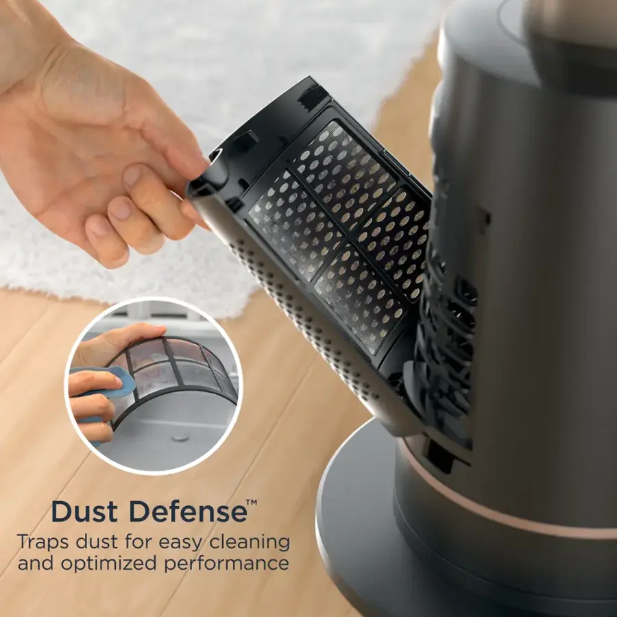 Dust Defense Traps dust for easy cleaning and optimized performance.