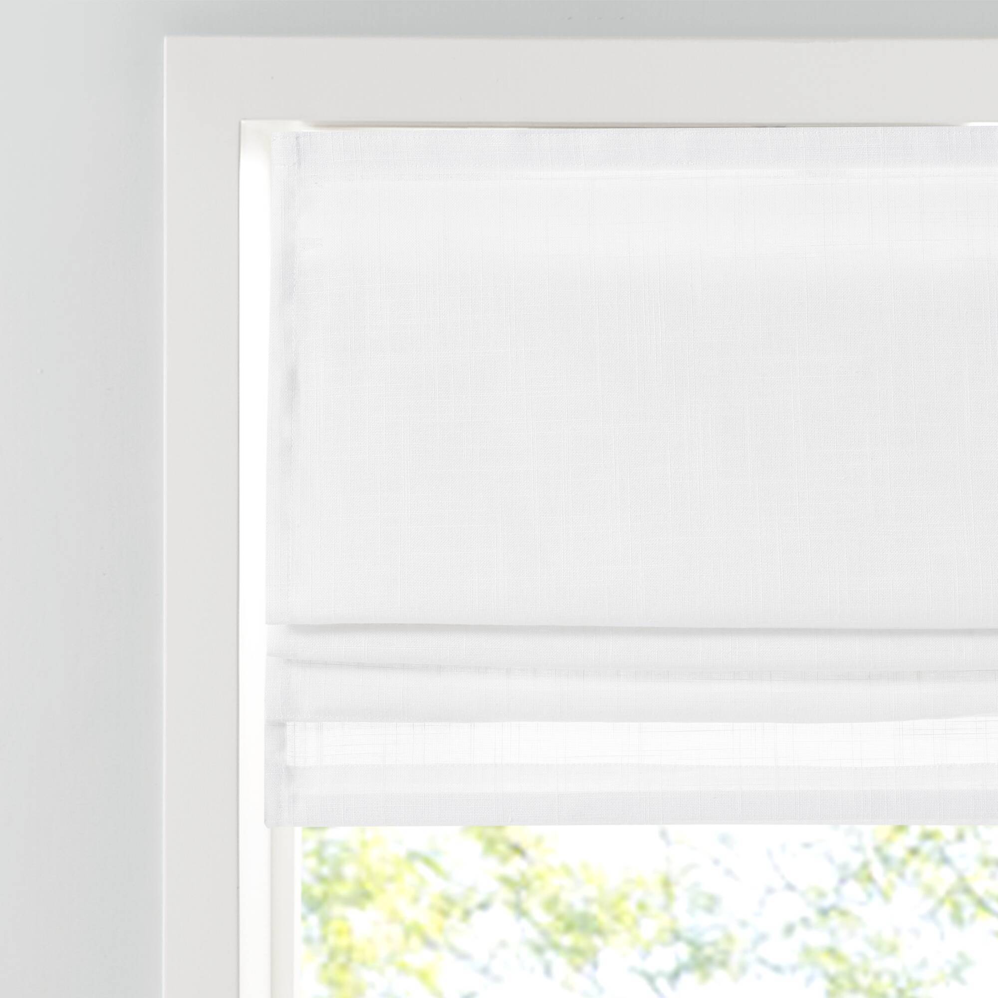 Alt View 8. BreeBe - 1-Piece 34x64' Linen Blend Light Filtering Cordless Roman Shade,White - White.