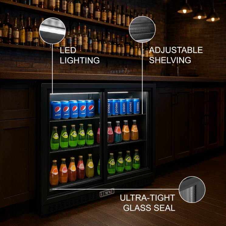LED Lighting Adjustable Shelving Ultra-Tight Glass Seal