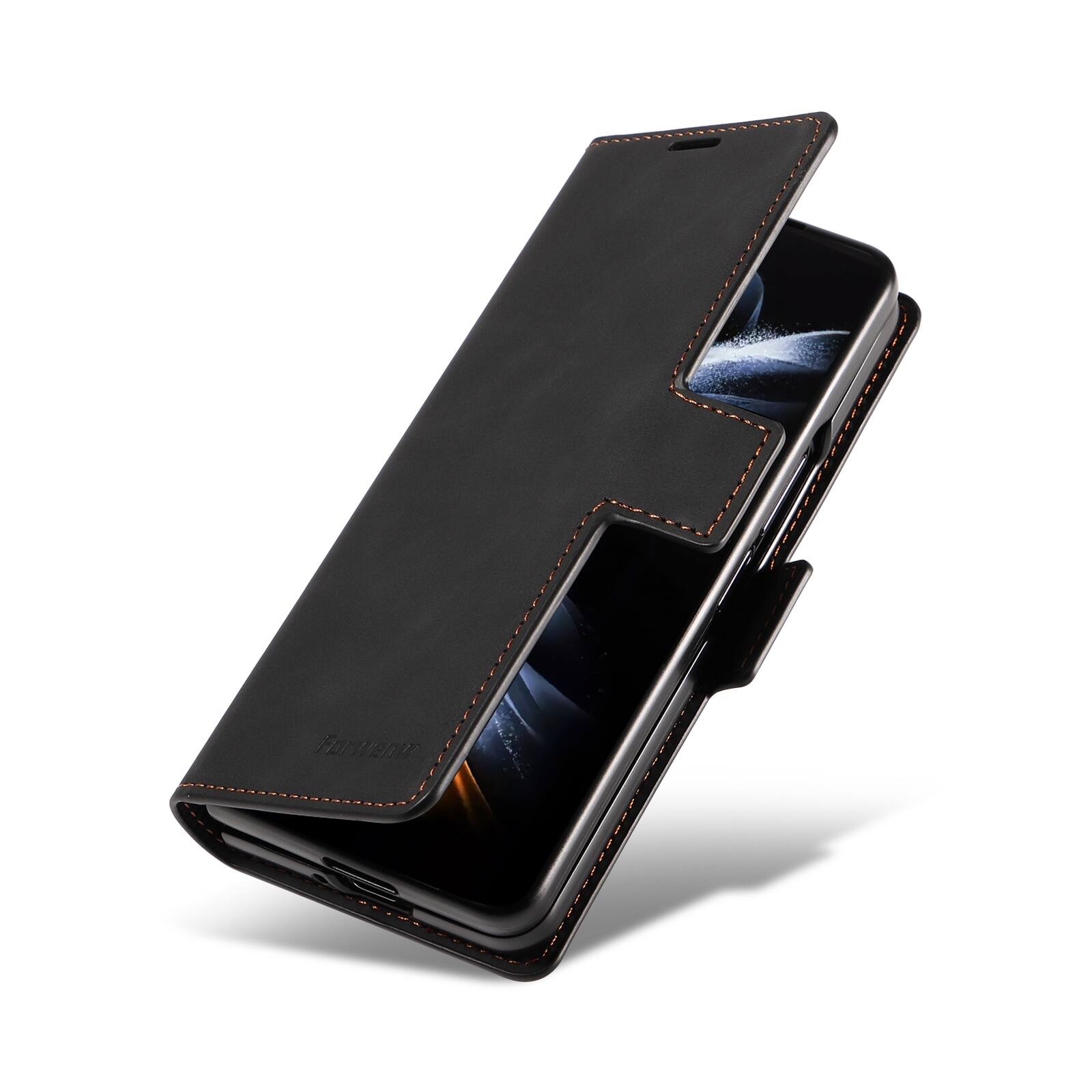 Left. Dteck - Shockproof PU Leather Case for Samsung Galaxy Z Fold 8 Ultra, Wallet RFID Blocking with Card Slots Flip Stand Cover - Black.