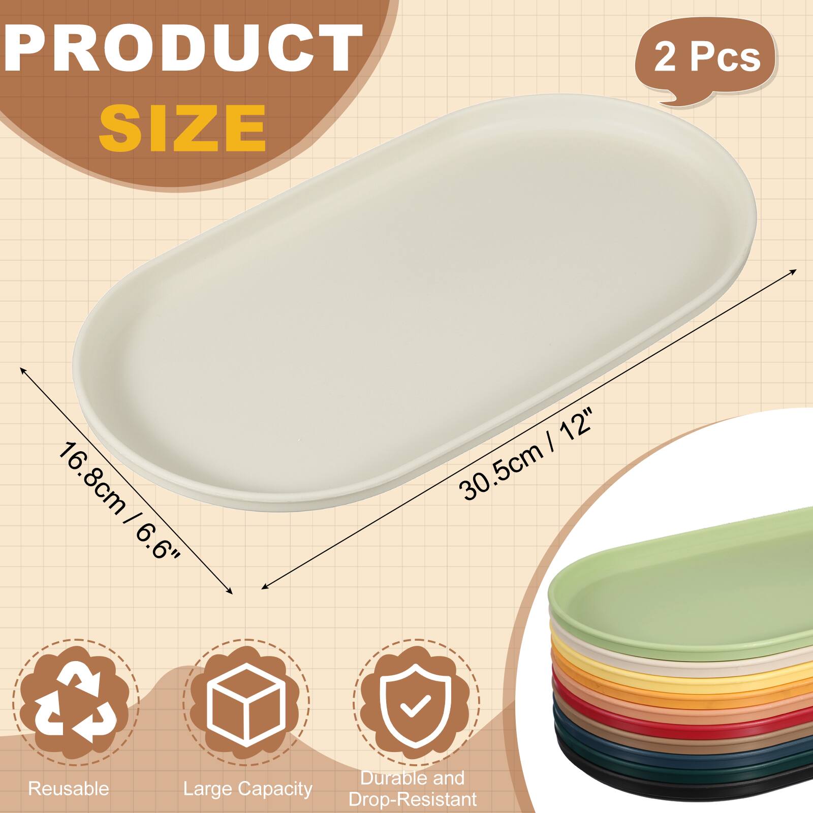 Unique Bargains 2pcs Fast Food Serving Trays, 12x6.6