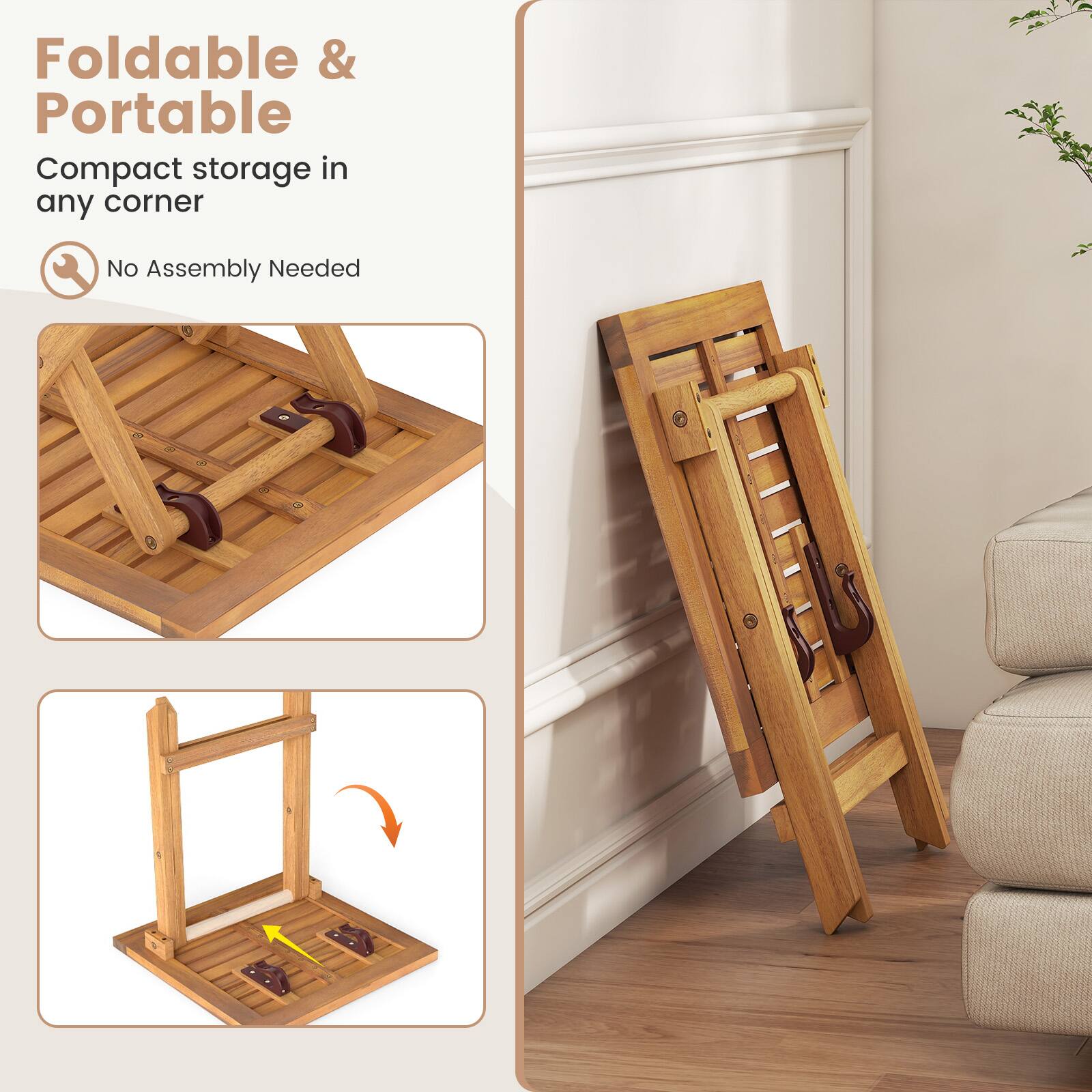 Foldable & Portable  
Compact storage in any corner  
No Assembly Needed