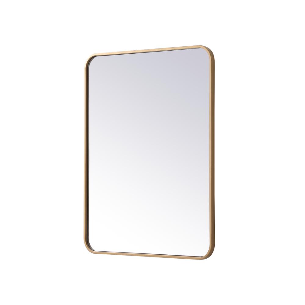 Alt View 1. Elegant Decor - Soft corner metal rectangular mirror 24x32 inch in Brass - Brass.