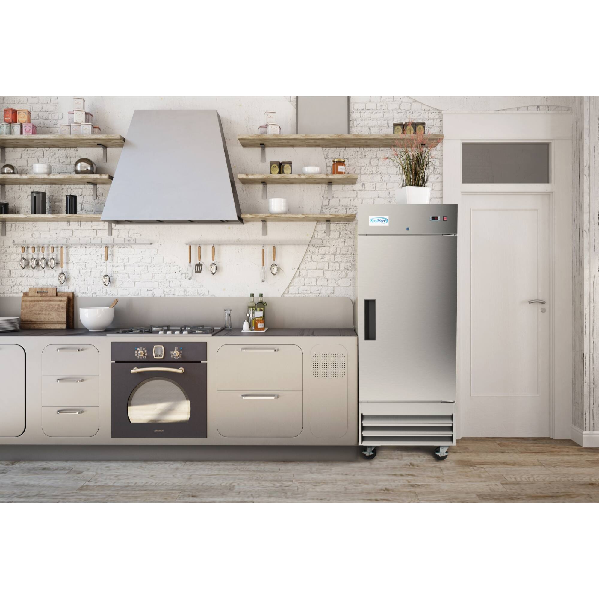 Alt View 6. Koolmore - 29 in. One-Door Reach-In Refrigerator - 15.5 Cu Ft. RIR-1D-SS-19C - Stainless-Steel.