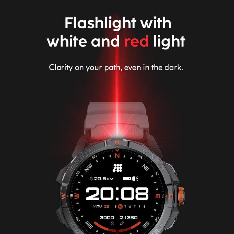 Flashlight with white and red light  
Clarity on your path, even in the dark.