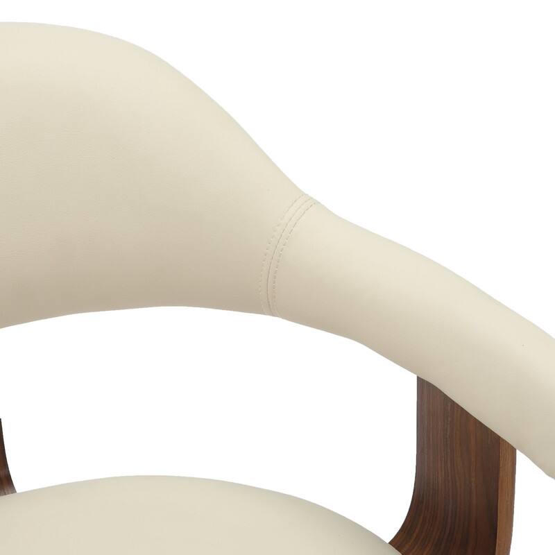 LeisureMod - Brivo Modern Leather Upholstered Side Dining Chair with Open Back and Swivel for Home Living Room or Office - Cream - Thumbnail 5