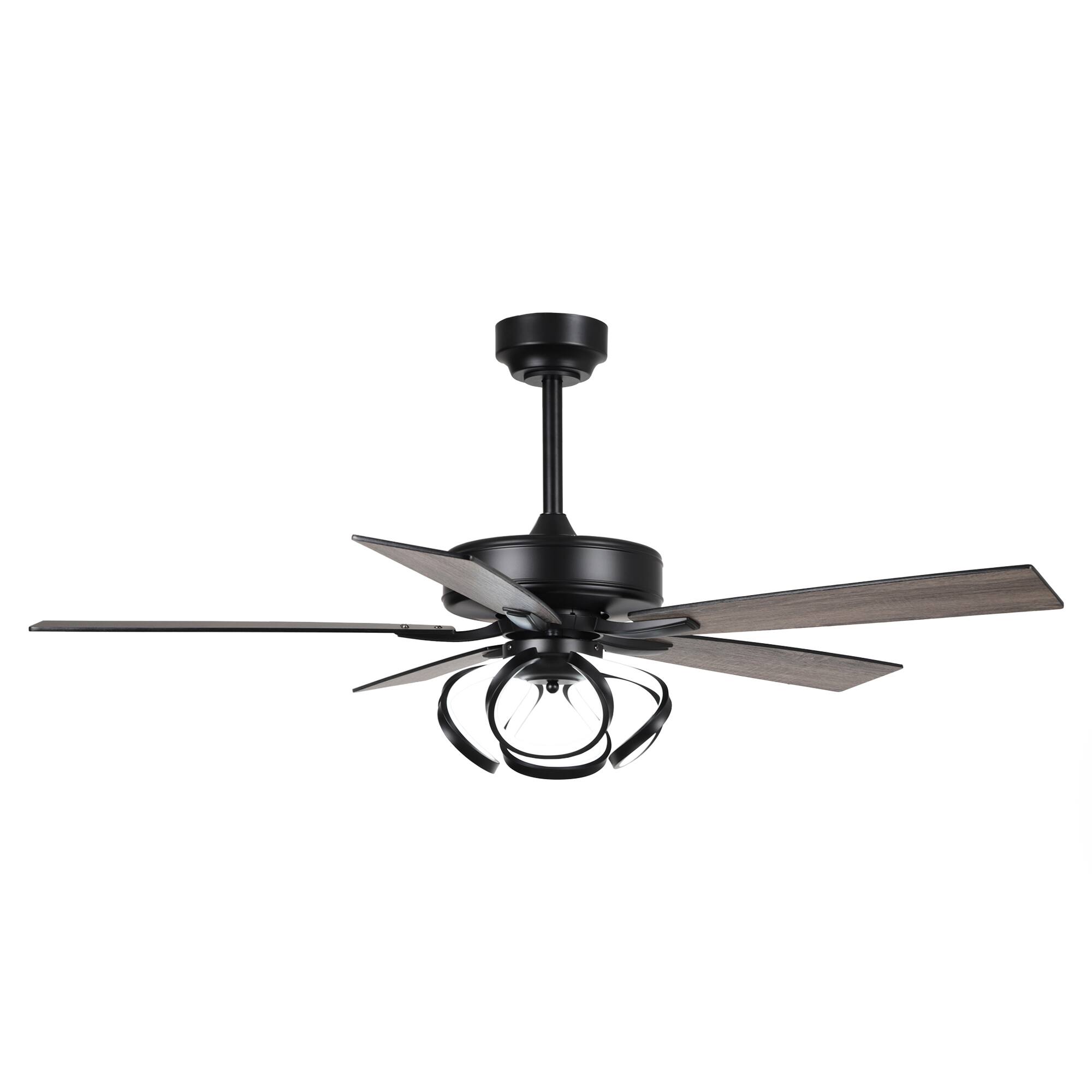 Alt View 5. Parrot Uncle - 52" Modern Black Indoor Dimmable LED Ceiling Fan with Light and Remote - Matte Black.