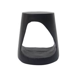Ecooso - Round Side Table with Hollow Design, Durable MGO Construction for Indoor Outdoor Use, Small Accent Table - Black