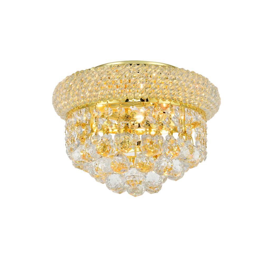 Alt View 1. Elegant Lighting - Primo 3 light Gold Flush Mount Clear Royal Cut Crystal - Gold.