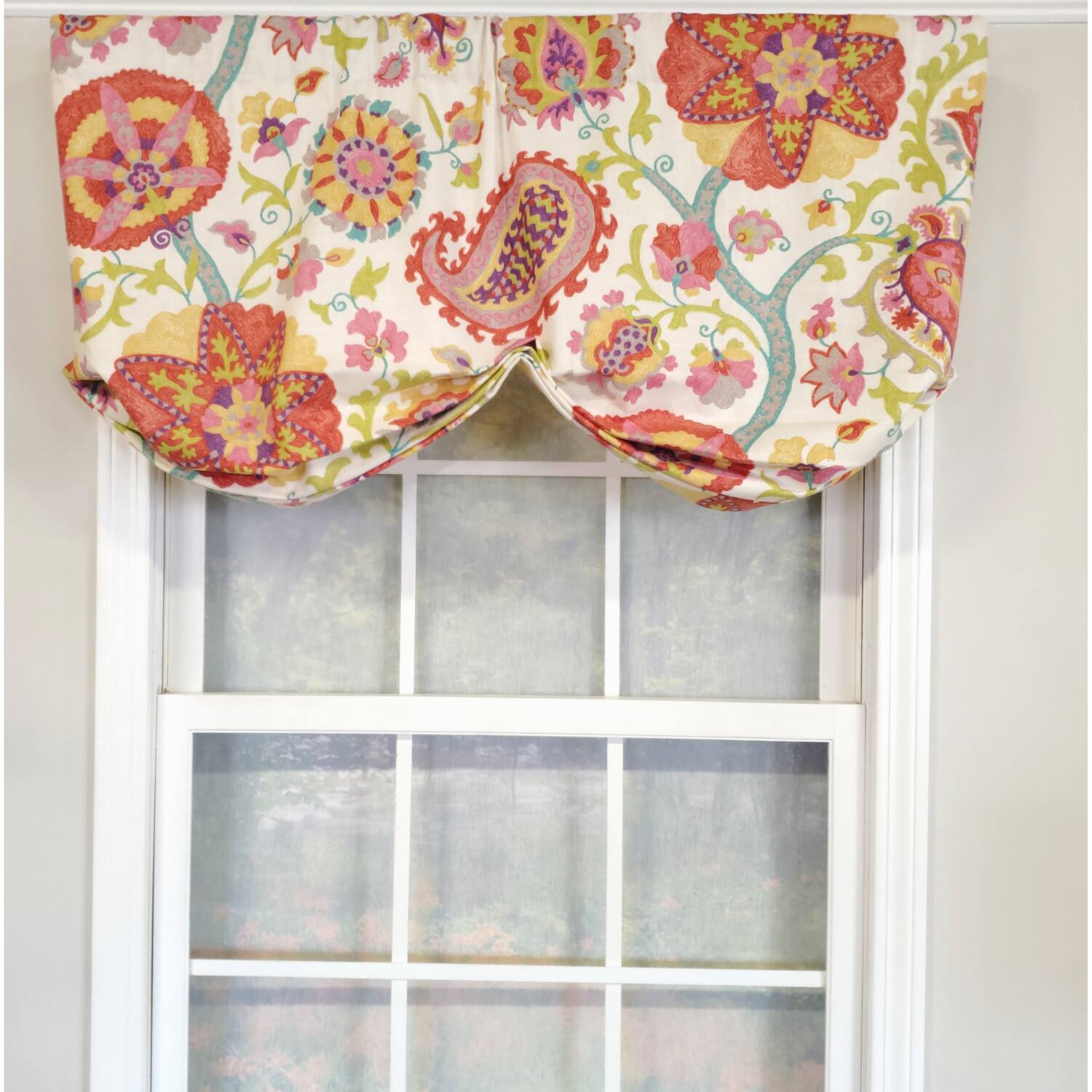 Angle. RLF Home - RLF Home 3" Rod Pocket High Quality Fabric Jubilee Stationary Balloon Valance for Windows 50" x 23" Multi - Multi.