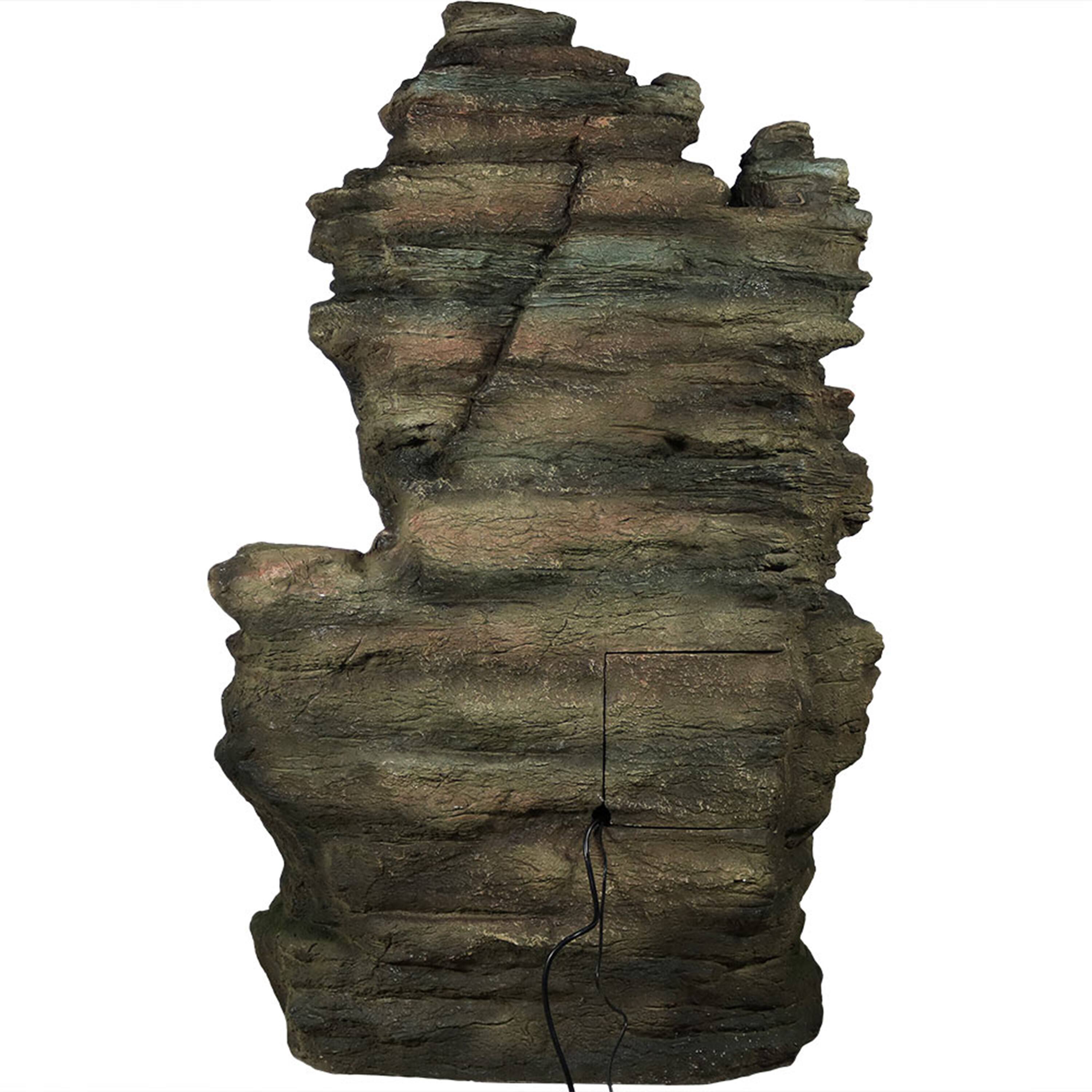 Alt View 8. Sunnydaze - Large Flat Rock Summit Waterfall Fountain with LED Lights - 61 in - Brown.