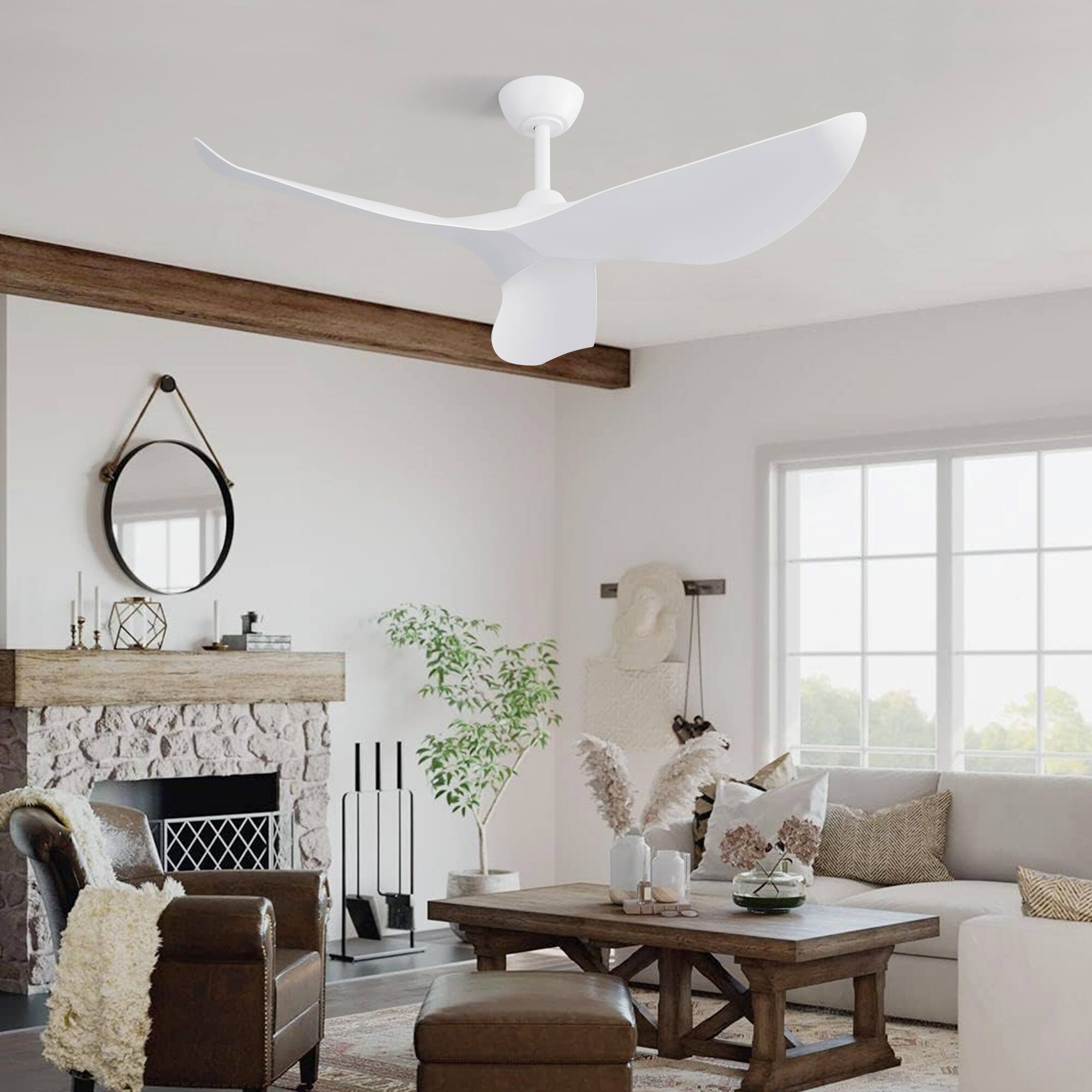 Back. APRILSOUL - 38 Inch Ceiling Fan No Light Remote DC Motor for Bedroom Living Room - White.