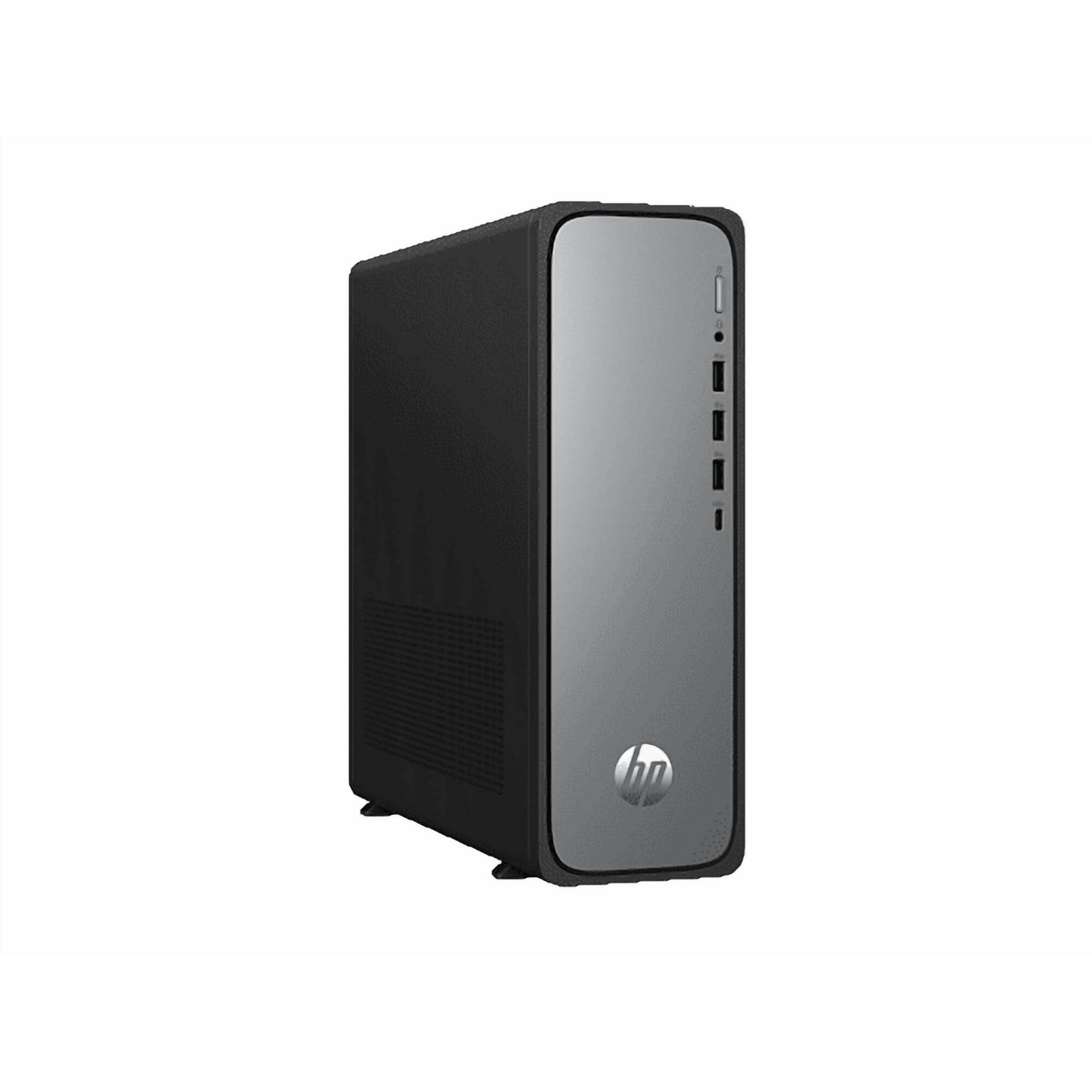 Left. HP - HP OmniDesk S03 Slim Desktop Intel Core i5-14th Gen, 8GB, 512GB, Windows 11 - Silver.