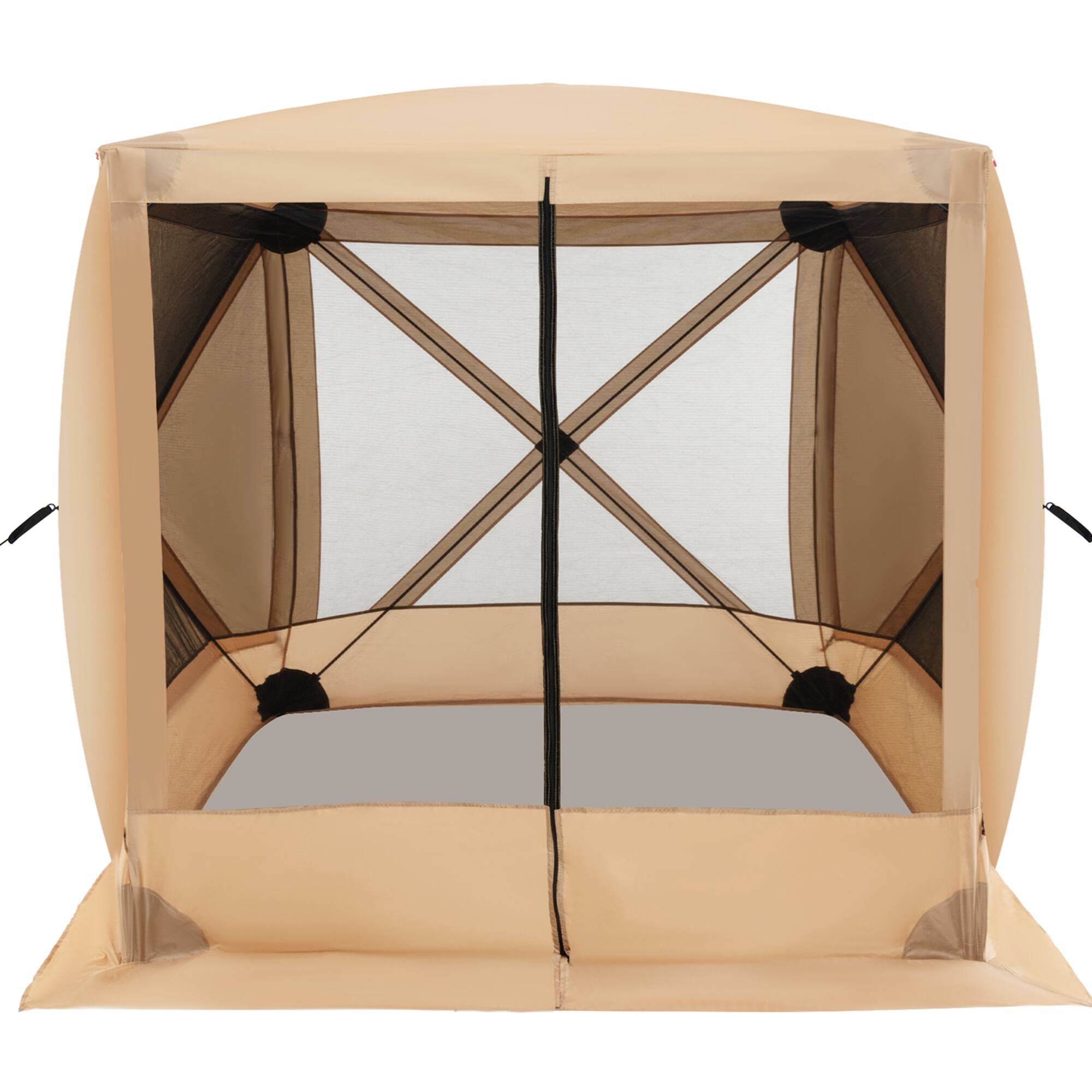 Alt View 19. Costway - 6.7 FT x 6.7 FT 4-Panel Pop up Camping Gazebo Quick-Set with 2 Sunshade Cloths - Coffee.