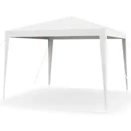 Gymax - 10 FT X 10 FT Canopy Tent Heavy Duty Gazebo Shelter w/ Wind Ropes - White