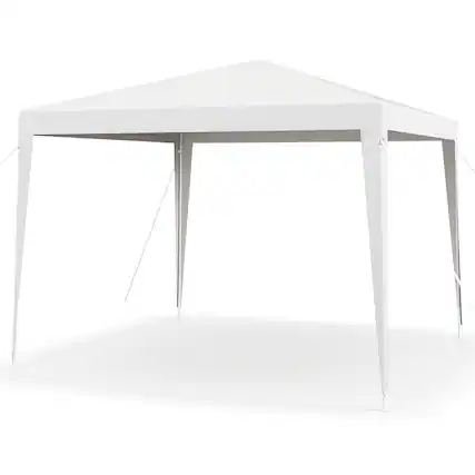 Front. Gymax - Gymax 10 FT X 10 FT Canopy Tent Heavy Duty Gazebo Shelter w/ Wind Ropes - White.