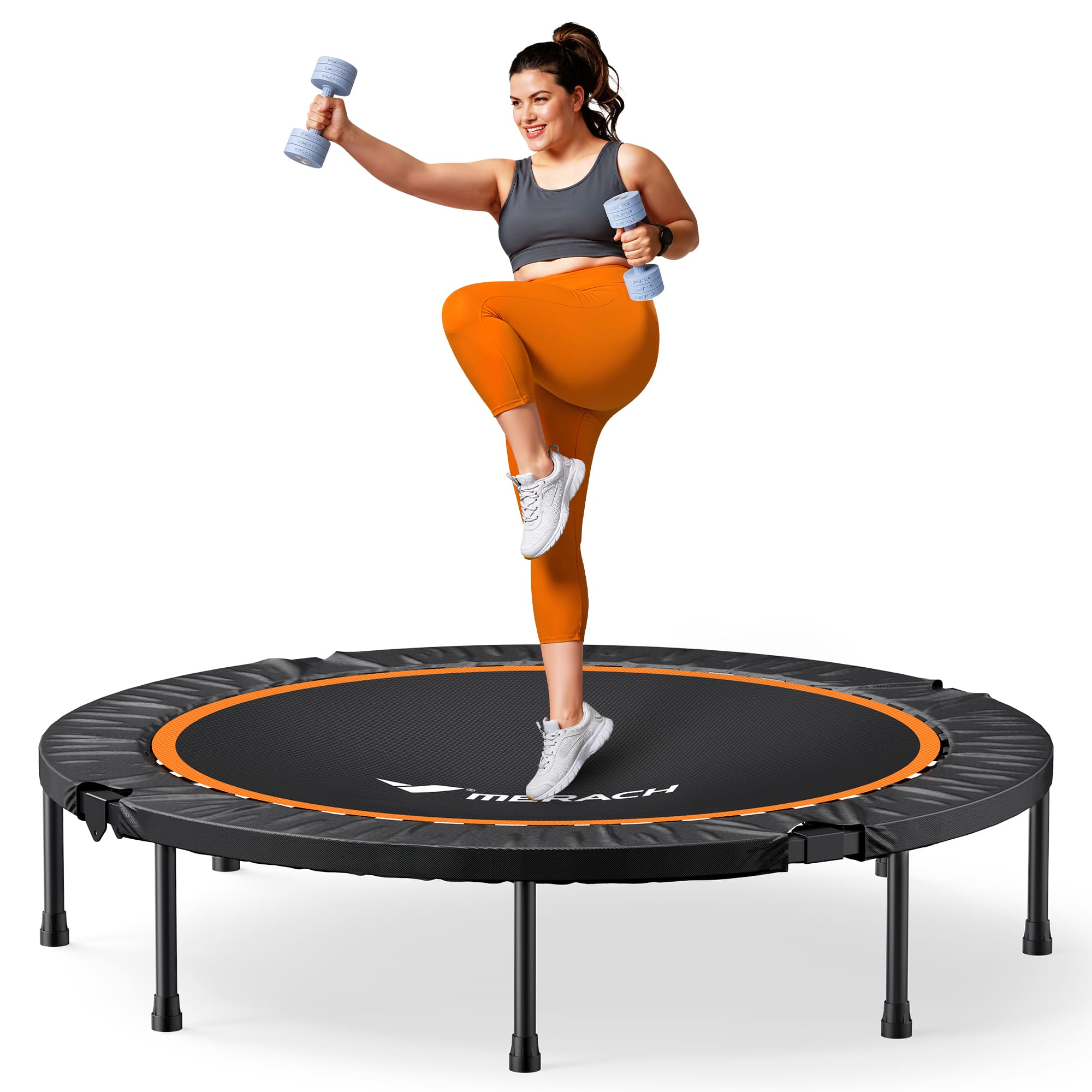 MERACH - 48" Mini Trampoline for Adults & Kids, Indoor/Outdoor Rebounder Trampoline, Compact Fitness Exercise Trampoline - 48''