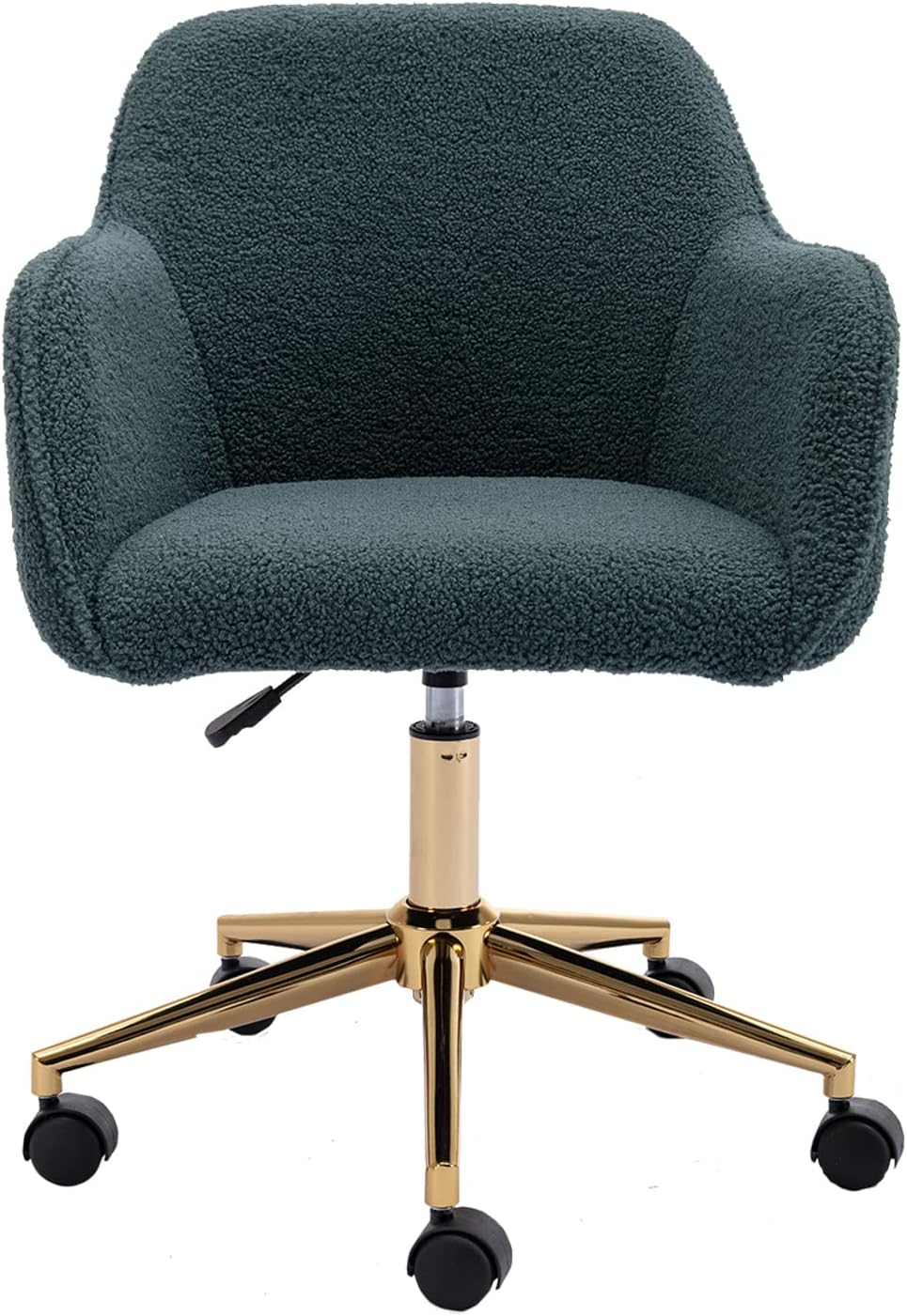 Alt View 3. Trinkets Crazed - Modern Teddy Fabric Material Adjustable Height 360 Revolving Home Office Chair With Gold Metal Legs - green.