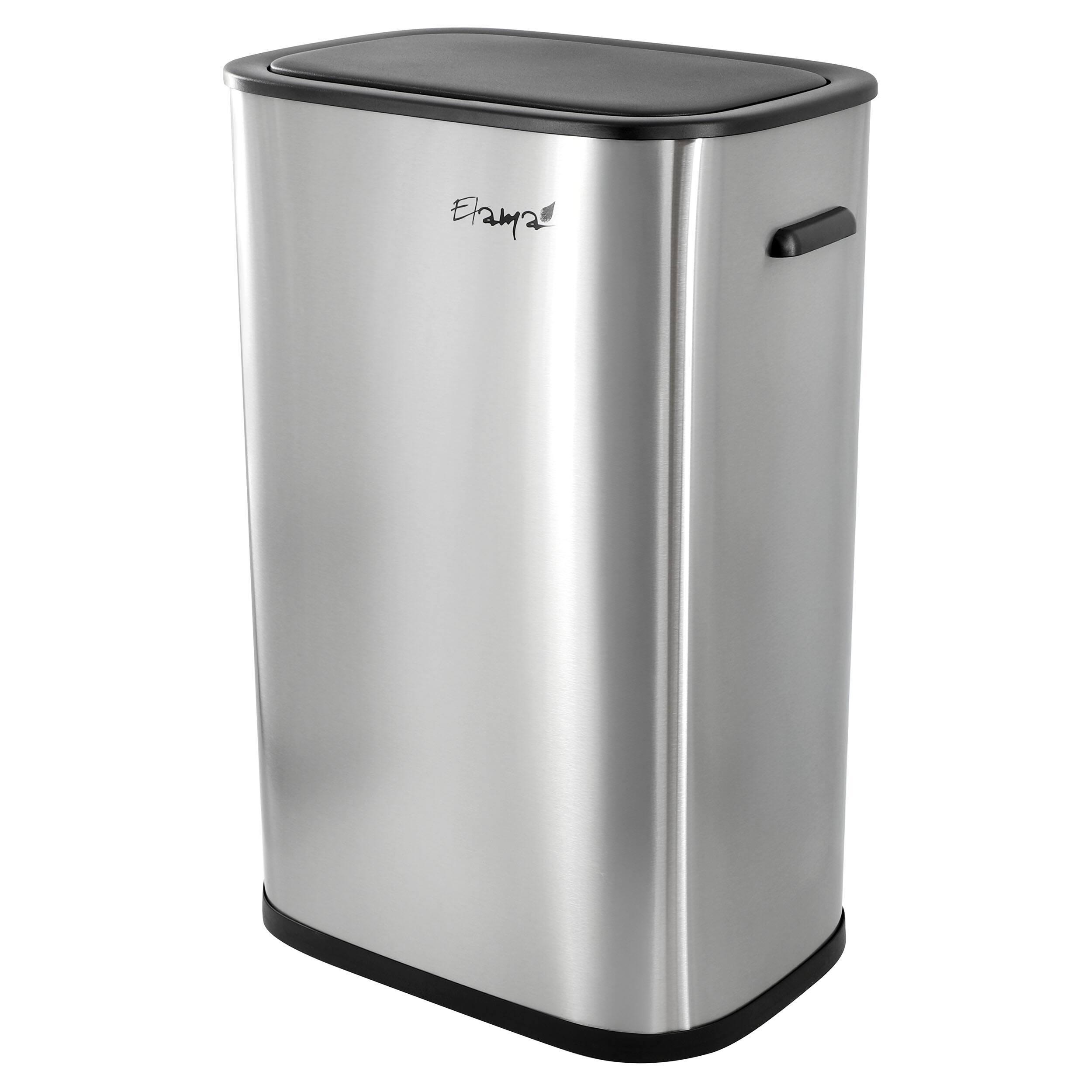 Angle. Elama - Elama 14.5 Gallon Automatic Sensor Hands Free Trash Can in Matte Silver - Silver.