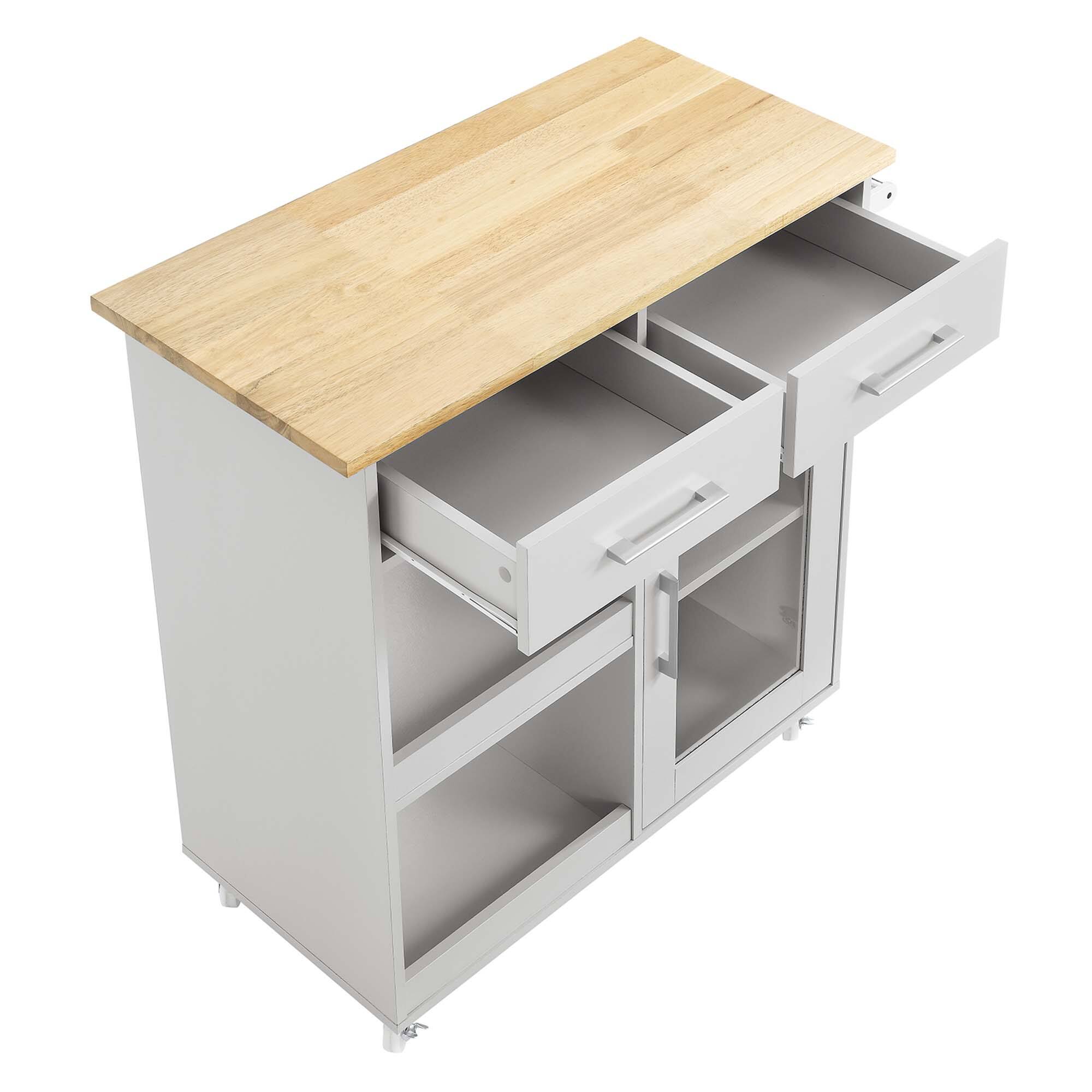 Alt View 6. Modway - Culinary Kitchen Cart With Towel Bar by Modway - Light Gray Natural.