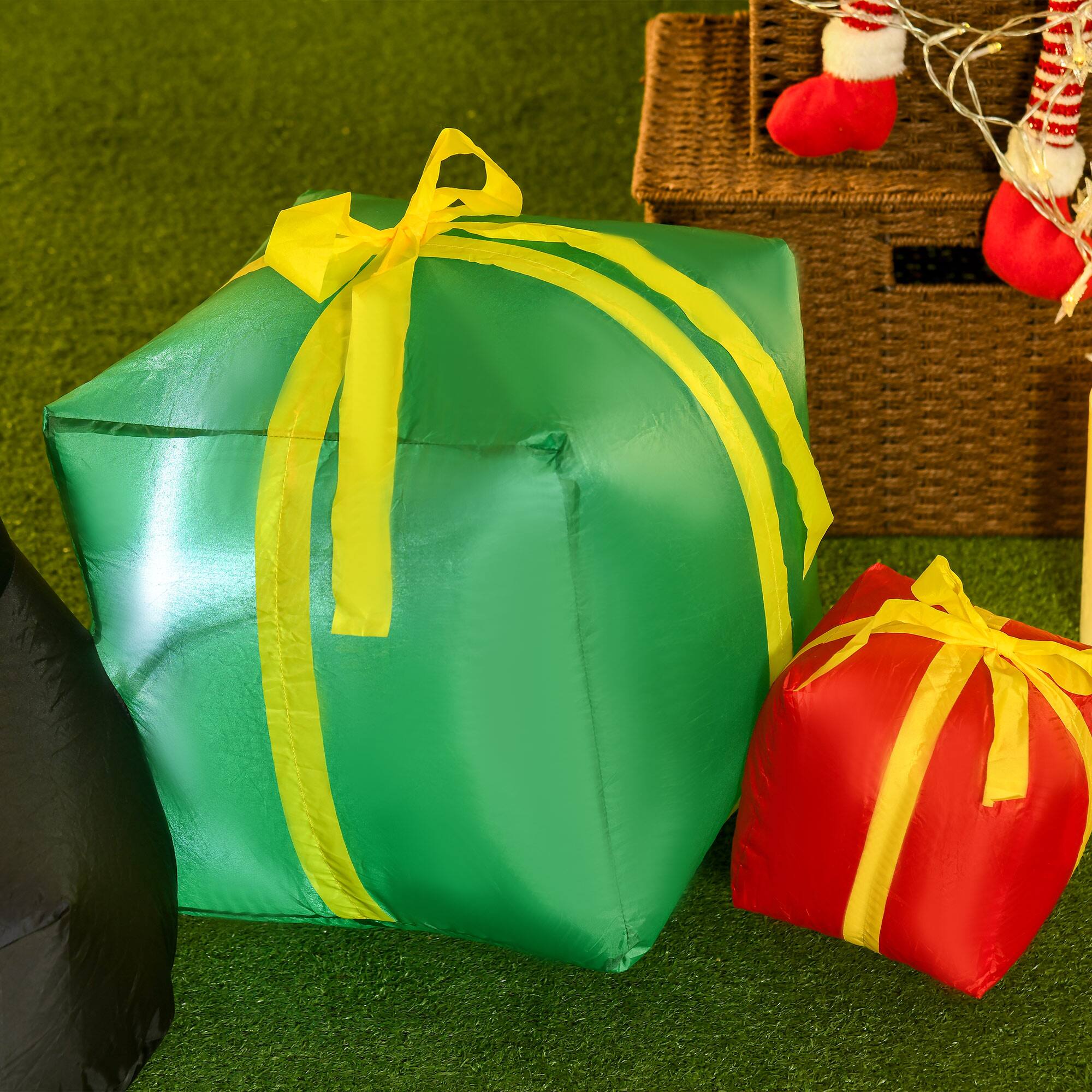 Alt View 8. Homcom - 6ft Inflatable Santa with Candy Cane, Outdoor Blow-Up LED Yard Christmas Decor - Multi-colored.