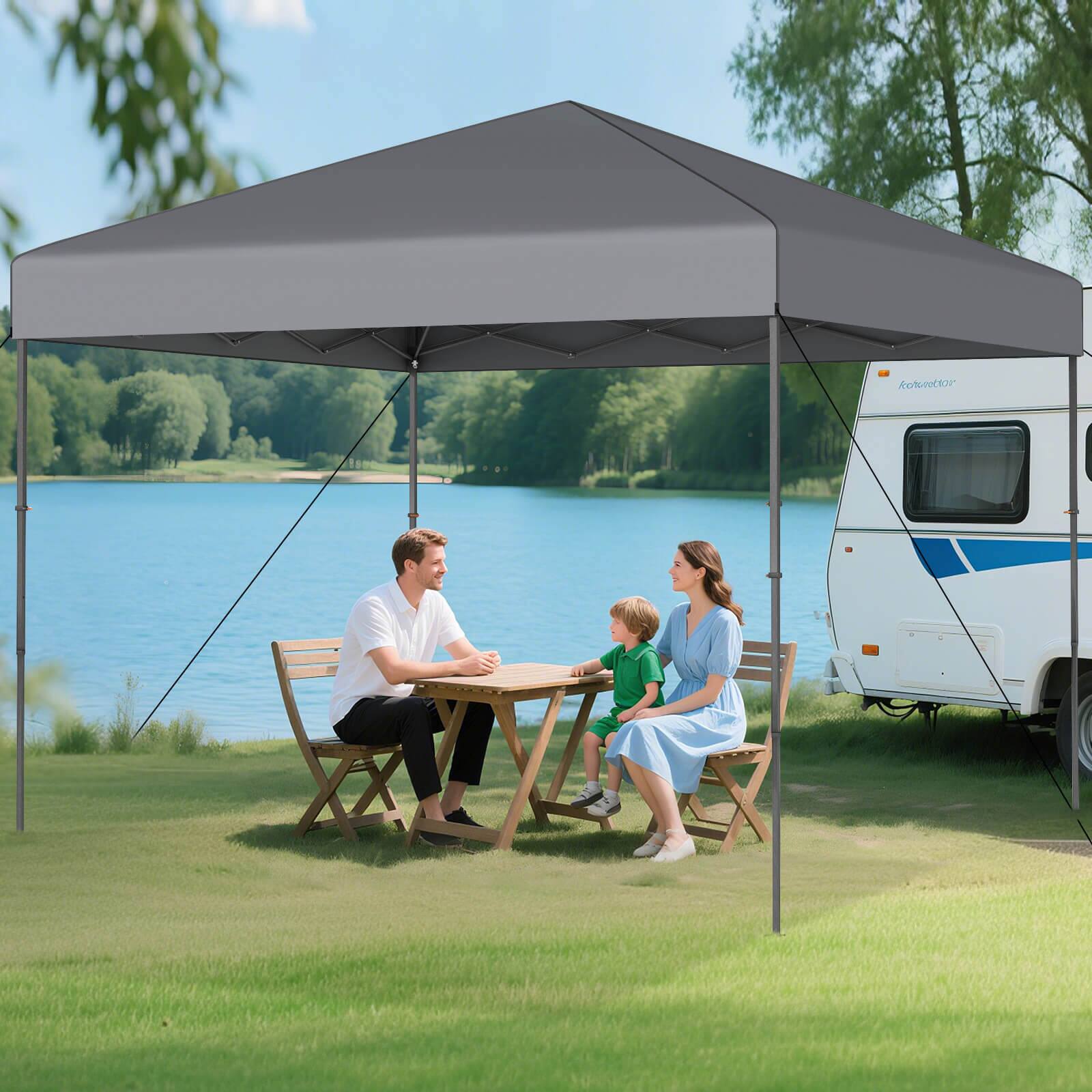 Alt View 4. Costway - Costway 10 X 10 FT Pop up Canopy Tent with Portable Carrying Bag, 8 Stakes, 4 Wind Ropes - Gray.