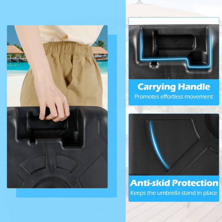 Carrying Handle Promotes effortless movement  
Anti-skid Protection Keeps the umbrella stand in place