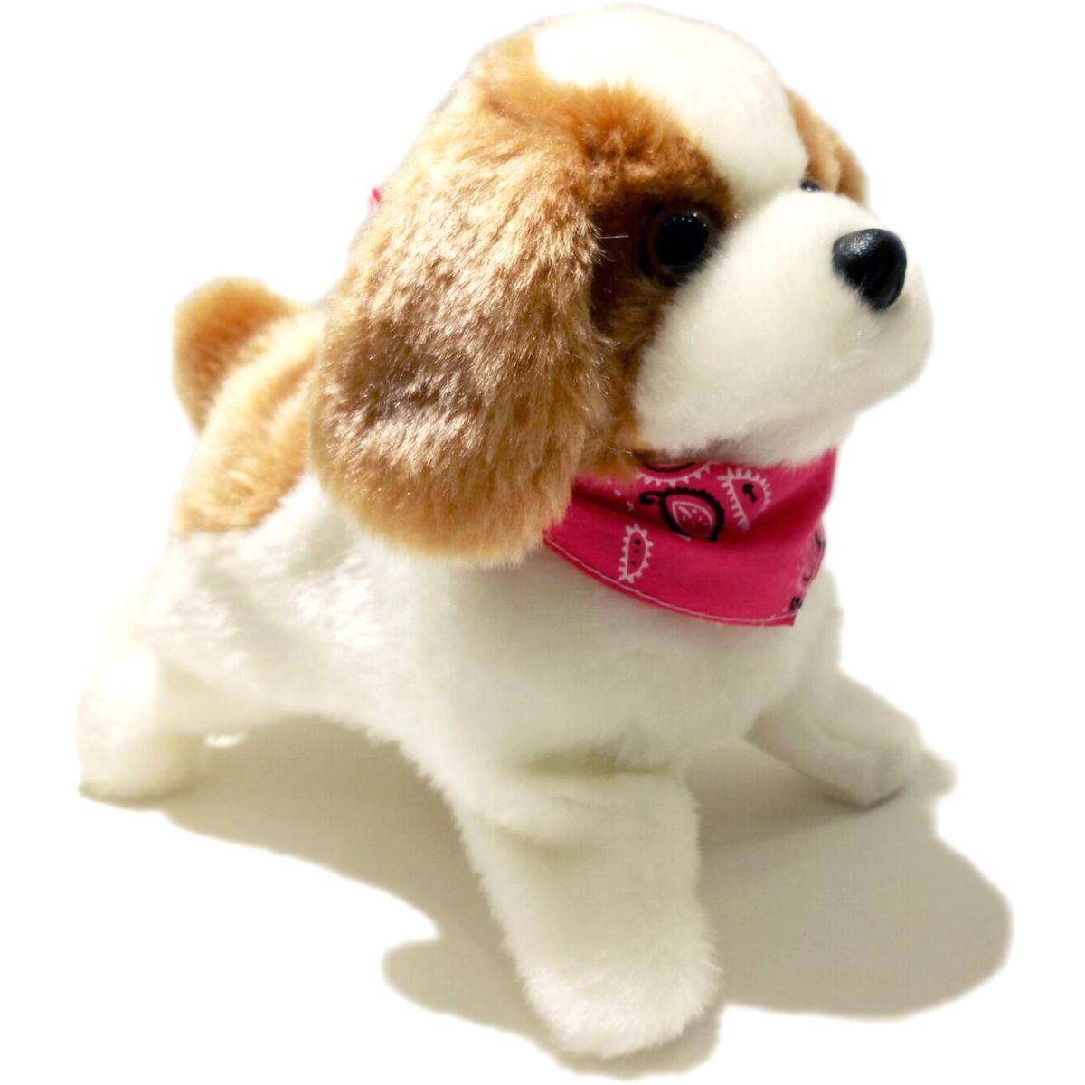 Alt View 4. JuzToys - Stuffed Animal Walking Dog Toy for Kids – Barks, Sits, Walks, and Flips, Interactive Stuffed Dog Puppy, Brown/White - White.